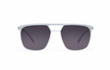 Image of Cheeterz Club eyewear. Photo of square sunglasses with gray tinted lenses. The frames are medium width with a navigator shape and a gray color, suitable for square, oval, and round face shapes. 
