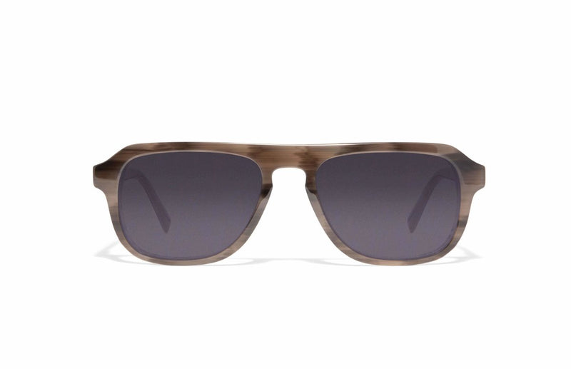 Image of Cheeterz Club eyewear. Photo of retro rectangle sunglasses with gray tinted lenses. The frames are medium width with gray and brown color. Suitable for round, oval, and oblong face shapes.