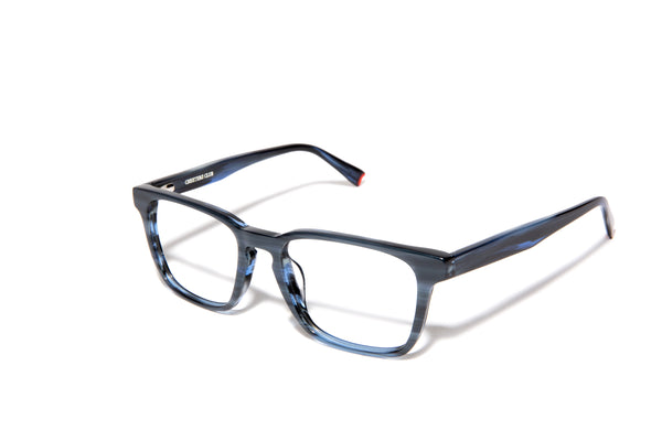 Image of Cheeterz Club eyewear. Photo of retro rectangle eyeglasses with clear lenses and blue light blocking technology. The frames are wide width with gray, silver, and blue gray color. Suitable for round, oval, and square face shapes. These glasses can be used as reading glasses with blue light glasses.