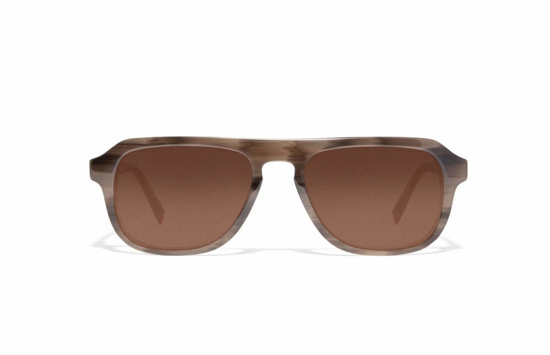 Image of Cheeterz Club eyewear. Photo of retro rectangle sunglasses with brown tinted lenses.  The frames are medium width with gray and brown color. Suitable for round, oval, and oblong shaped face shapes. 