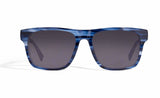 Image of Cheeterz Club eyewear. Photo of chunky square sunglasses with gray tinted lenses. The frames are wide width with blue and black color. Suitable for round, oval, and square face shapes.