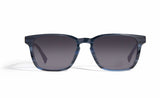 Image of Cheeterz Club eyewear. Photo of retro rectangle eyeglasses with gray tinted lenses. The frames are wide width with gray, silver, and blue gray color. Suitable for round, oval, and square face shapes. 